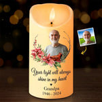 Custom Photo Memorial Gifts for Grandpa - Personalized LED Candle