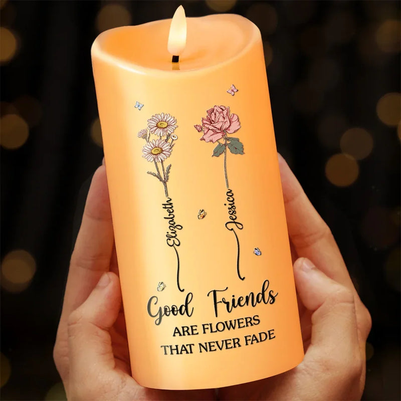 If Friendship Were A Garden, You’d Be My Favorite Flower - Bestie Personalized Custom LED Candle - Christmas Gift For Best Friends, BFF, Sisters