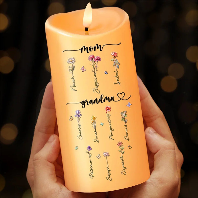 First Mom, Now Grandma - Family Personalized Custom LED Candle - Christmas Gift For Mom, Grandma