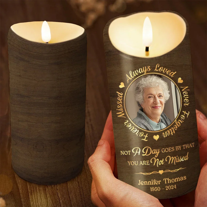Custom Photo Heaven Has Gained Another Angel - Memorial Personalized Custom LED Candle - Sympathy Gift, Christmas Gift For Family Members
