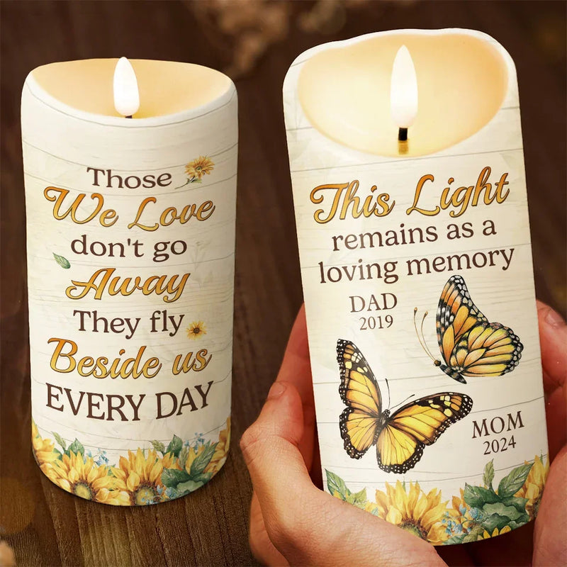 Though You Flew Away, Your Spirit Remains - Memorial Personalized Custom LED Candle - Sympathy Gift, Christmas Gift For Family Members