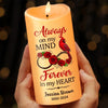 Cardinals Remind Us That Love Is Always Present - Memorial Personalized Custom LED Candle - Sympathy Gift, Christmas Gift For Family Members