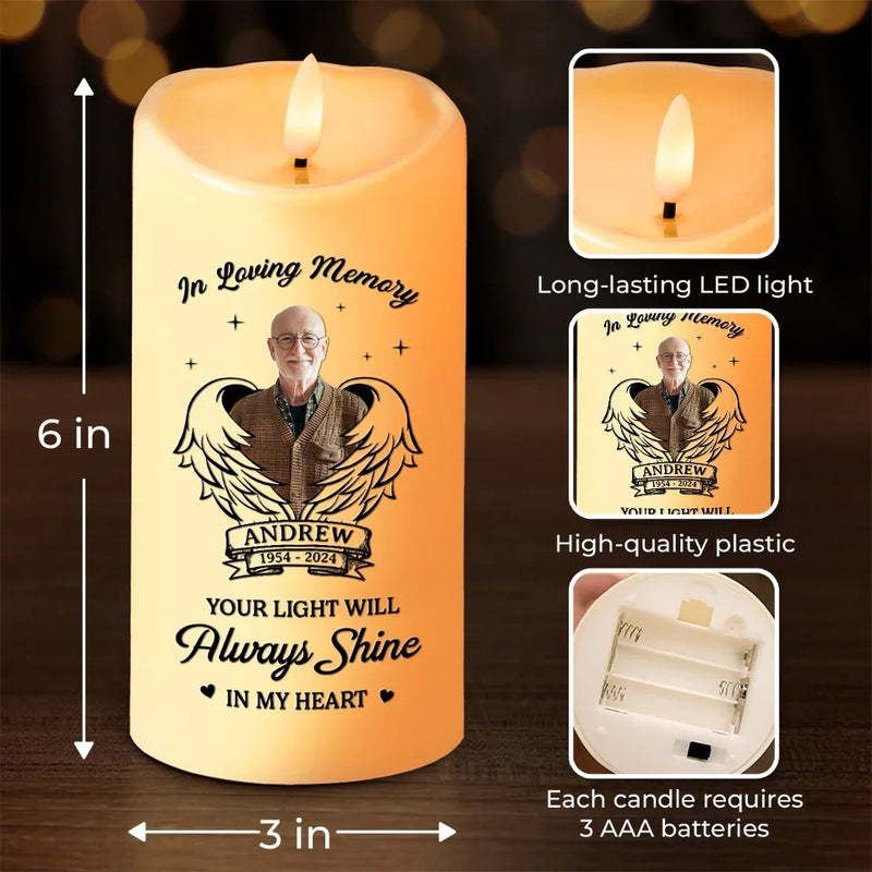 Custom Photo Your Wings Were Ready But My Heart Was Not - Memorial Personalized Custom LED Candle - Sympathy Gift, Christmas Gift For Family Members