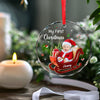 Custom Photo Sweet Dreams, Little Angel - Family Personalized Custom Circle Glass Ornament - Christmas Gift For Baby Kids, Newborn Baby, First Christmas