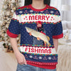Custom Photo Merry Fishmas - Fishing Personalized Custom All Over Print Adult Short Sleeve Sweater - Christmas Gift For Fishing Lovers, Fisherman