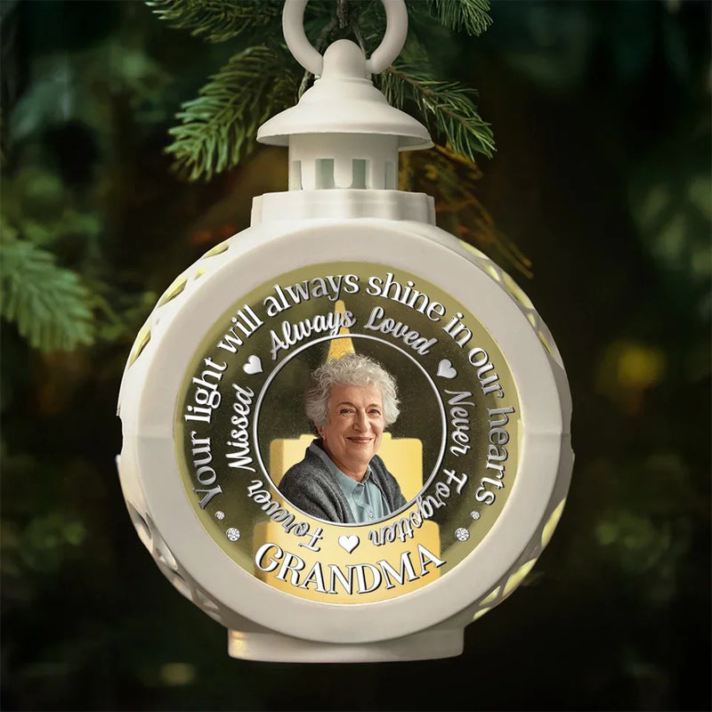 Custom Photo Your Memory Warms Our Hearts - Memorial Personalized Custom Candlelight Lantern Ornament - Sympathy Gift, Christmas Gift For Family Members