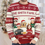 Stay Safe And Happy This Holiday Season - Family Personalized Custom Ugly Sweatshirt - Unisex Wool Jumper - Christmas Gift For Family Members, Pet Owners, Pet Lovers
