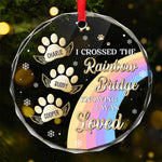 Custom Pet Name Rainbow Bridge Memorial Gifts - Personalized Glass Ornament