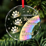 Custom Pet Name Rainbow Bridge Memorial Gifts - Personalized Glass Ornament