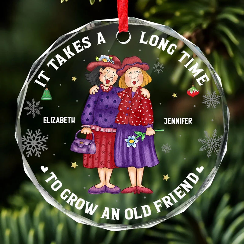 Your Friendship Is A Treasure I Hold Dear
 - Bestie Personalized Custom Circle Glass Ornament - Christmas Gift For Best Friends, BFF, Sisters
