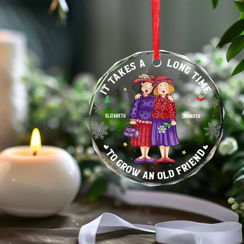 Your Friendship Is A Treasure I Hold Dear
 - Bestie Personalized Custom Circle Glass Ornament - Christmas Gift For Best Friends, BFF, Sisters