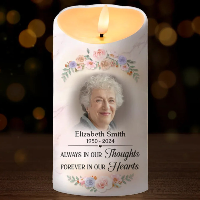 Custom Photo You Brought Joy To All Who Knew You - Memorial Personalized Custom LED Candle - Sympathy Gift, Christmas Gift For Family Members