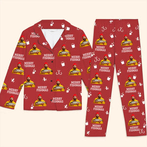 Photo personnalisée « Accro au frisson » - Pyjama personnalisé de pêche - Cadeau de Noël pour les amateurs de pêche, pêcheurs