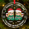 May Santa Find You Worthy Of A Christmas Gift, Friend - Bestie Personalized Custom Circle Glass Ornament - Christmas Gift For Best Friends, BFF, Sisters