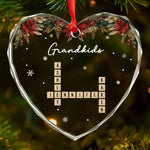 Merry Christmas, Grandma - Family Personalized Custom Heart Glass Ornament - Christmas Gift For Grandma, Grandpa