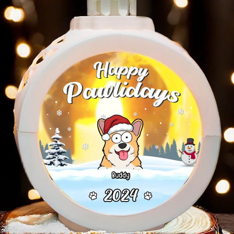 Happy Pawlidays - Dog & Cat Personalized Custom Candlelight Lantern Ornament - Christmas Gift For Pet Owners, Pet Lovers