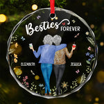 Cheers To Friendship - Bestie Personalized Custom Circle Glass Ornament - Christmas Gift For Best Friends, BFF, Sisters