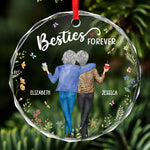 Cheers To Friendship - Bestie Personalized Custom Circle Glass Ornament - Christmas Gift For Best Friends, BFF, Sisters