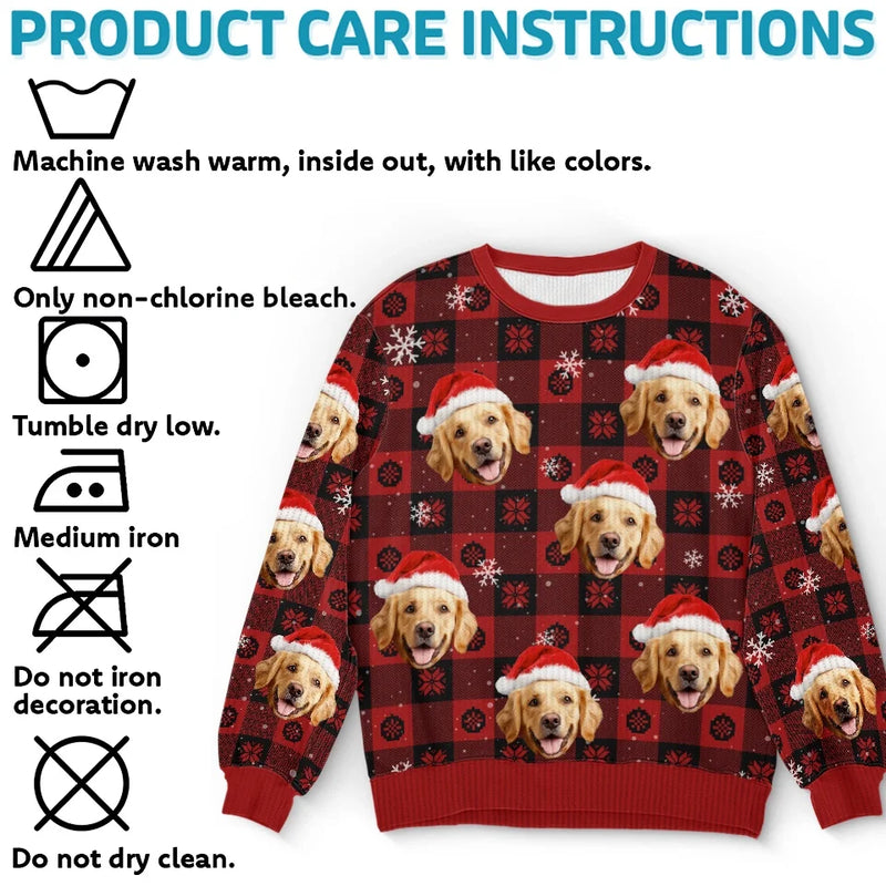 Custom Photo Paw La-La-La-La! - Dog & Cat Personalized Custom Ugly Sweatshirt - Unisex Wool Jumper - Christmas Gift For Pet Owners, Pet Lovers