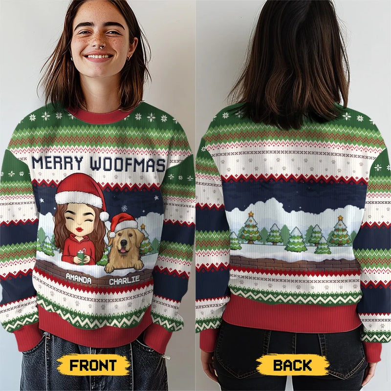 The Woof Of Christmas Love - Dog & Cat Personalized Custom Ugly Sweatshirt - Unisex Wool Jumper - Christmas Gift For Pet Owners, Pet Lovers