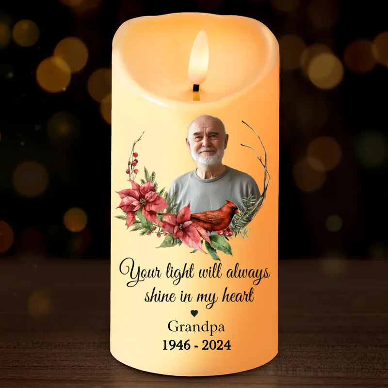 Custom Photo You Will Forever Be My Always - Memorial Personalized Custom LED Candle - New Arrival, Christmas Gift, Sympathy Gift For Family Members