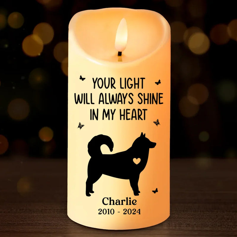 Forever Loved, Always In Our Hearts - Memorial Personalized Custom LED Candle - Sympathy Gift, Christmas Gift For Dog Lovers