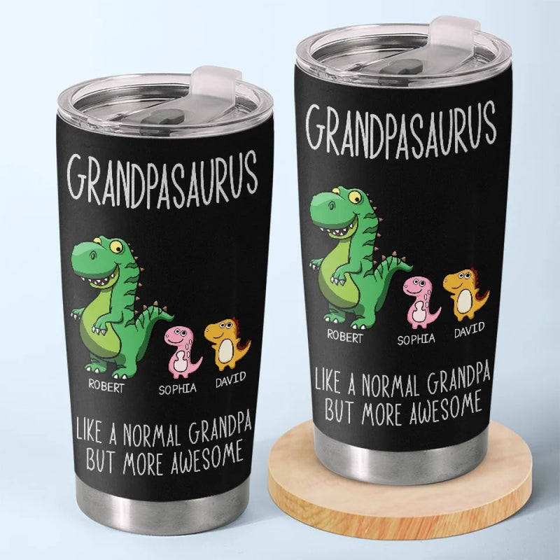 A Normal Papa But More Awesome - Family Personalized Custom Tumbler - Father's Day, Gift For Grandpa, Dad