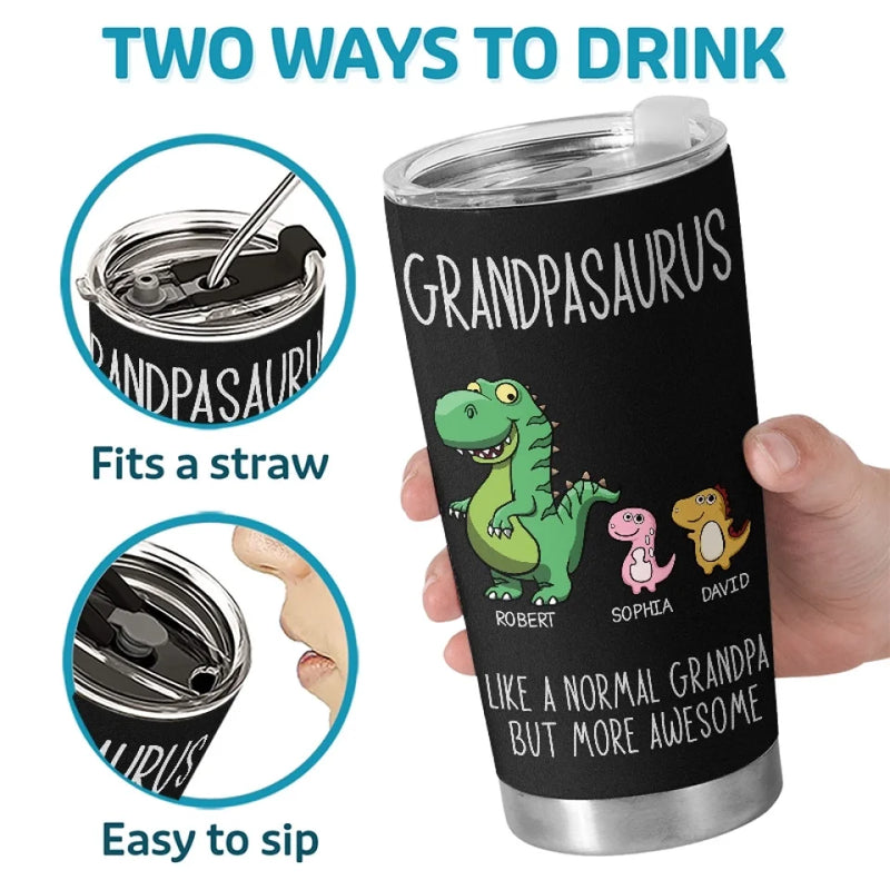 A Normal Papa But More Awesome - Family Personalized Custom Tumbler - Father's Day, Gift For Grandpa, Dad