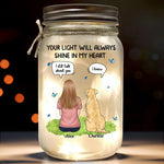 Your Light Will Always Shine In My Heart - Memorial Personalized Custom Mason Jar Light - Sympathy Gift For Cat Lovers, Pet Lovers