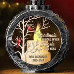 Cardinals Appear When Angels Are Near - Memorial Personalized Custom Candlelight Lantern Ornament - Sympathy Gift, Christmas Gift For Family