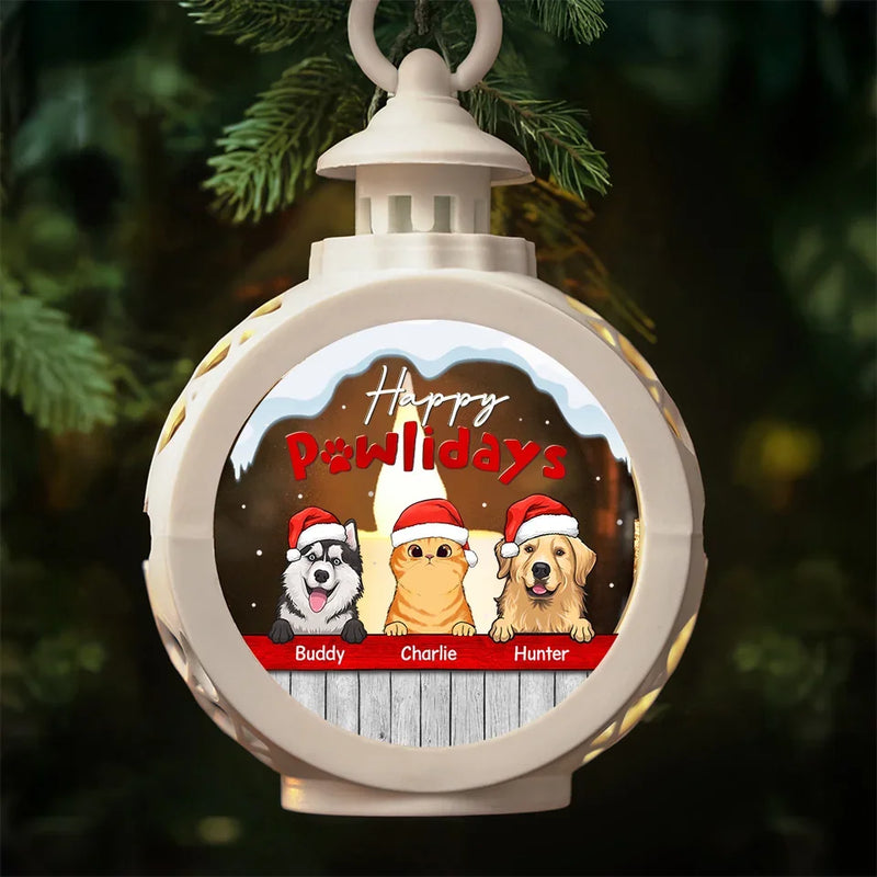 Furry Holiday Wishes - Dog & Cat Personalized Custom Candlelight Lantern Ornament - Christmas Gift For Pet Owners, Pet Lovers