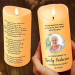 Custom Photo Thank You For The Memories - Memorial Personalized Custom LED Candle - Sympathy Gift, Christmas Gift For Family
