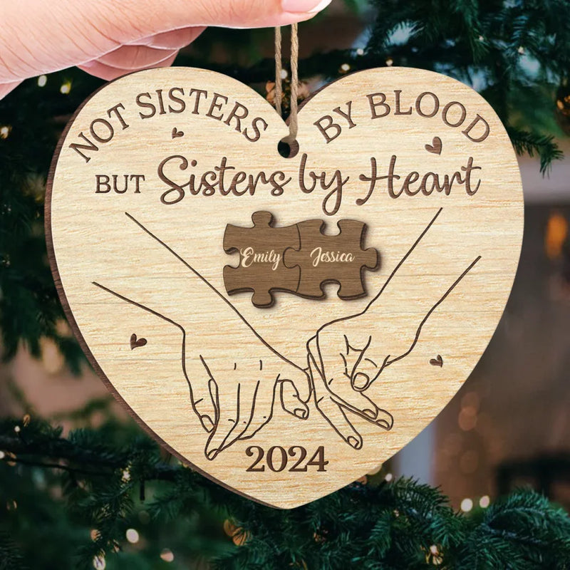 Our Hearts Tied Together - Bestie Personalized Custom Ornament - Wood Custom Shaped - Christmas Gift For Best Friends, BFF, Sisters