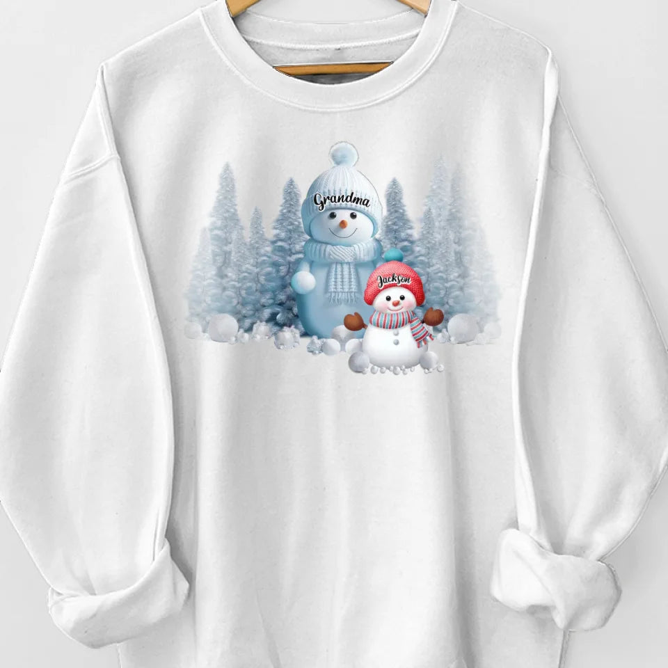 Christmas With Grandma Is Filled With Warmth - Family Personalized Custom Unisex Sweatshirt With Design On Sleeve - Christmas Gift For Mom, Grandma
