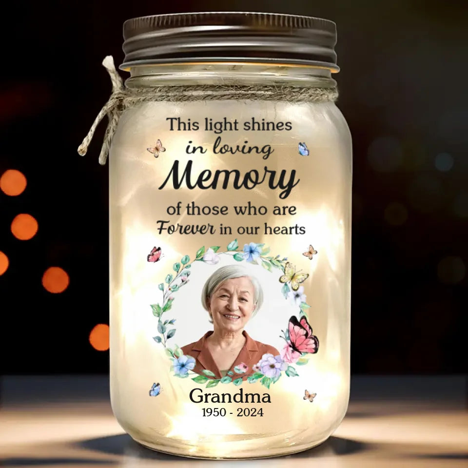 Custom Photo Your Love Continues To Brighten My Days - Memorial Personalized Custom Mason Jar Light - Sympathy Gift, Christmas Gift For Family Members
