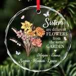 Besties Are Different Flowers From The Same Garden - Bestie Personalized Custom Circle Glass Ornament - Christmas Gift For Best Friends, BFF, Sisters