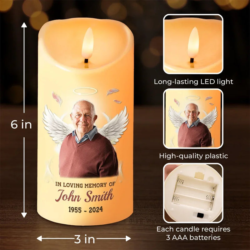 Custom Photo Your Memory Is The Light That Guards Our Hearts And Souls - Memorial Personalized Custom LED Candle - Sympathy Gift, Christmas Gift For Family Members