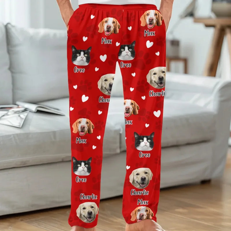 Custom Photo Pawsitively Festive And Full Of Cheer - Dog & Cat Personalized Custom Pajama Pants - Christmas Gift For Pet Owners, Pet Lovers