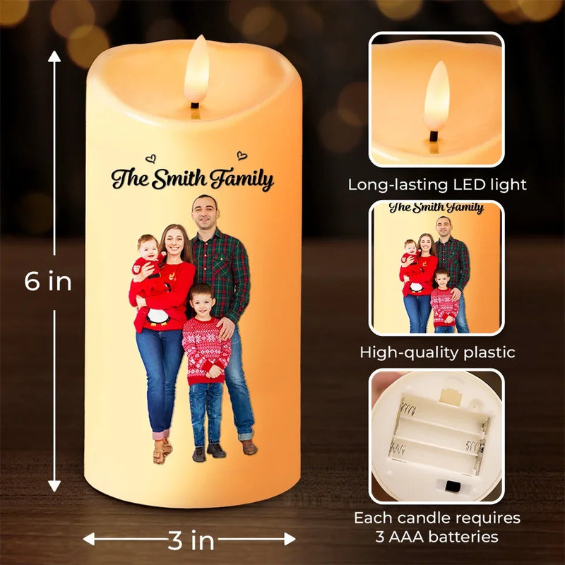 Custom Photo The True Spirit Of Christmas Is Love - Family Personalized Custom LED Candle - Christmas Gift For Family Members