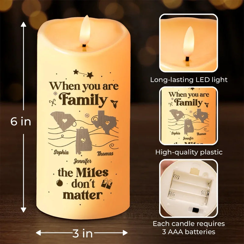 Family Is Not Defined By Distance, But By Love - Family Personalized Custom LED Candle - Christmas Gift For Family Members