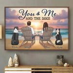 Four Paws, Two Hearts, One Family - Dog & Cat Personalized Custom Horizontal Poster - Christmas Gift For Couples, Pet Owners, Pet Lovers