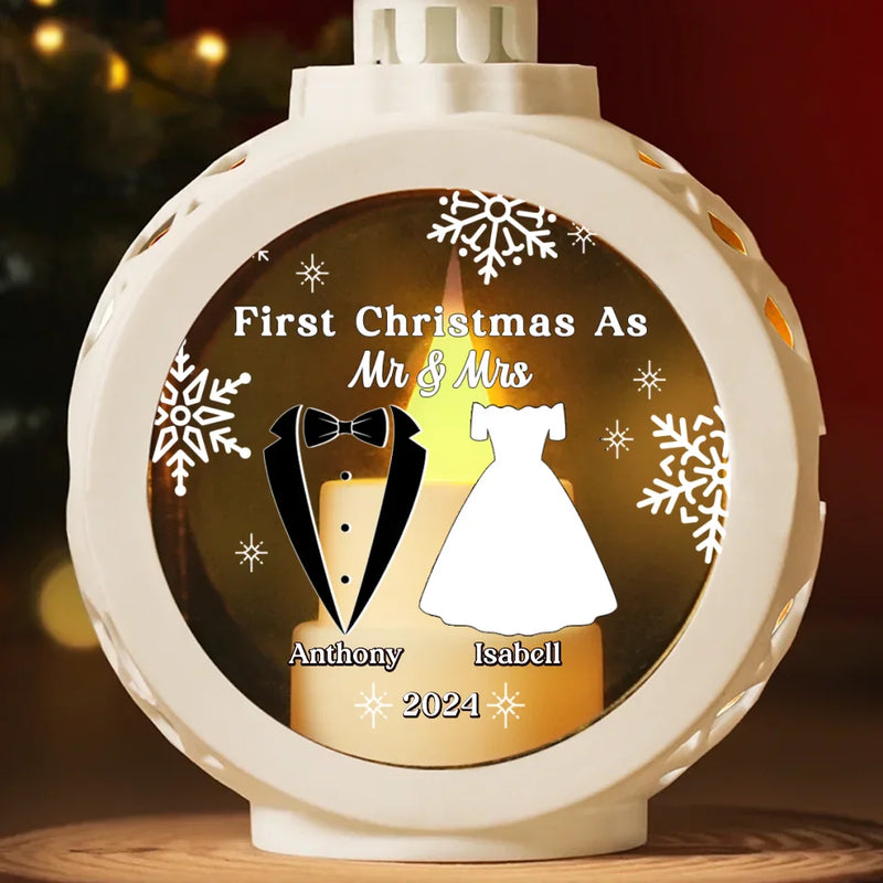 Two Hearts One Journey Filled With Love - Couple Personalized Custom Candlelight Lantern Ornament - Christmas Gift For Husband Wife, Anniversary, LGBTQ+