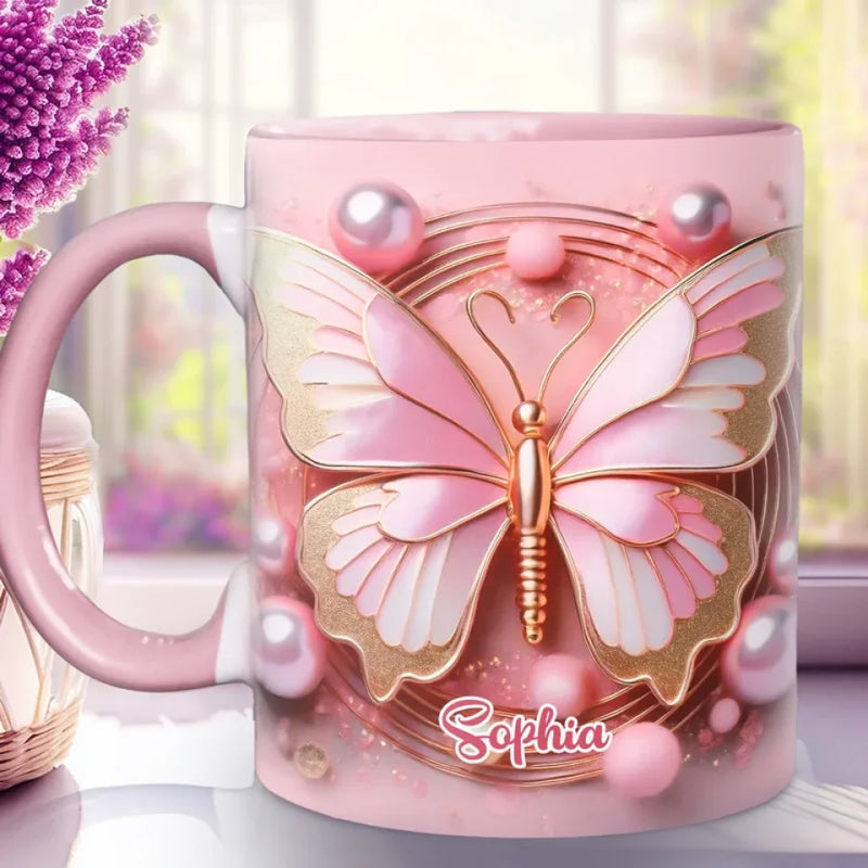 Love Is Like A Butterfly, Rare And Gentle - Bestie Personalized Custom 3D Inflated Effect Printed Accent Mug - Birthday Gift, Christmas Gift For Best Friends, BFF, Sisters, Mom, Daughter