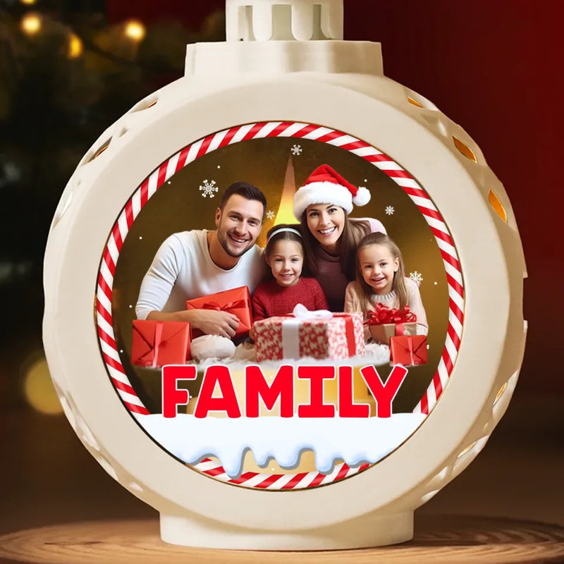 Custom Photo Family Is The Heart Of Christmas - Family Personalized Custom Candlelight Lantern Ornament - Christmas Gift For Family Members, Siblings, Brothers, Sisters