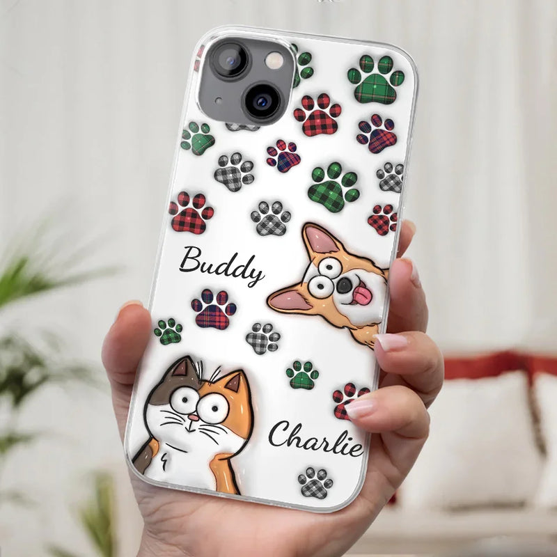 My Prints Follow Every Places You Go - Dog & Cat Personalized Custom 3D Inflated Effect Printed Clear Phone Case - Gift For Pet Owners, Pet Lovers