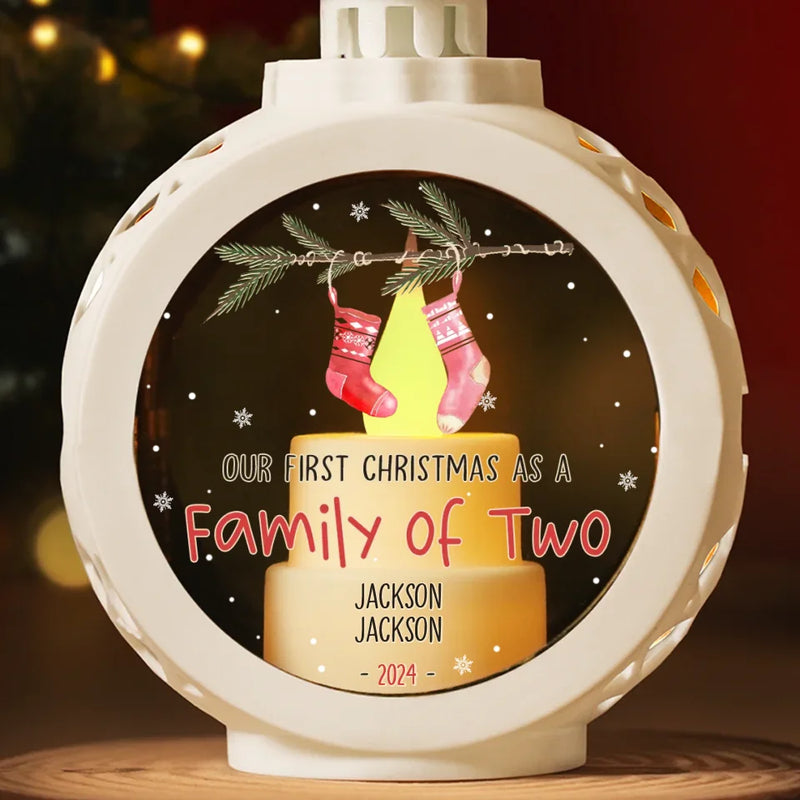 Wrapped In Love And Holiday Cheer - Family Personalized Custom Candlelight Lantern Ornament - Christmas Gift For Family Members, First Christmas