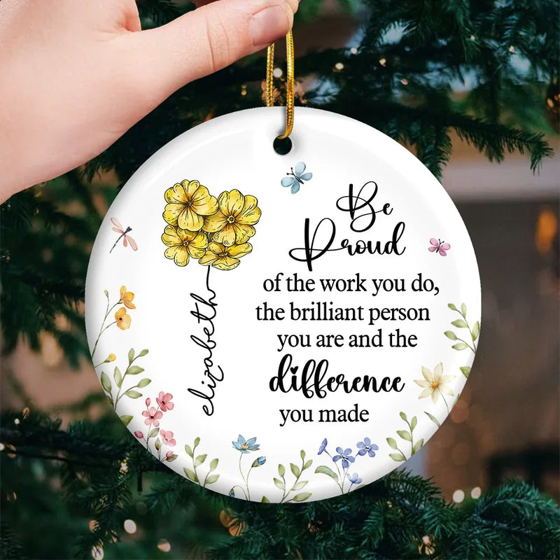 You’re A Rare Bloom In A Field Of Ordinary - Coworker Personalized Custom Ornament - Ceramic Round Shaped - Christmas Gift For Coworker