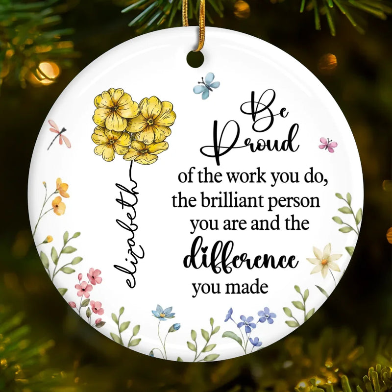 You’re A Rare Bloom In A Field Of Ordinary - Coworker Personalized Custom Ornament - Ceramic Round Shaped - Christmas Gift For Coworker