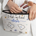 Apart In Distance, Close In Heart - Bestie Personalized Custom Cosmetic Bag - Gift For Best Friends, BFF, Sisters