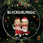 Let's Be Naughty And Save Santa The Trip - Bestie Personalized Custom Ornament - Acrylic Custom Shaped - Christmas Gift For Best Friends, BFF, Sisters
